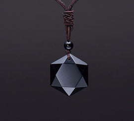Black Obsidian Hexagram Pendant Necklace