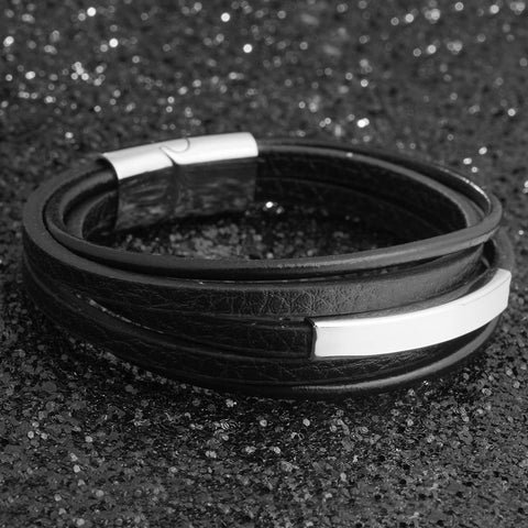 Bracelets & Bangles Stainless Steel Leather Bracelet For Men