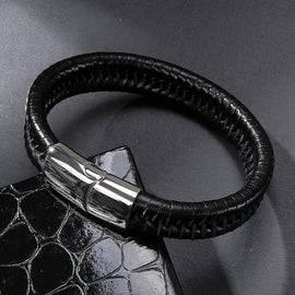 Leather Rope Stainless Steel Magnetic Bracelet