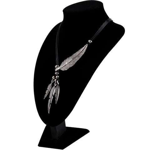 Necklace Alloy Feather Pendant Rope Chain Necklaces