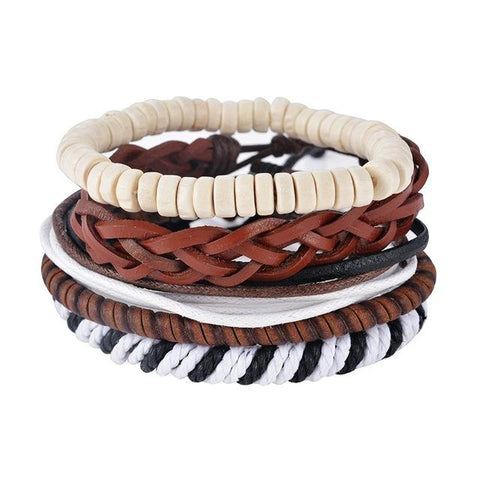 Multi-layer Leather and Beaded Bracelet