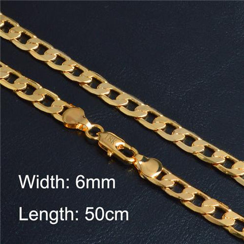 4-8mm Wide Gold-Color Long Chain Necklace For Men